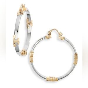 Authentic TORY BURCH Serif T Hoop-Mixed Metal